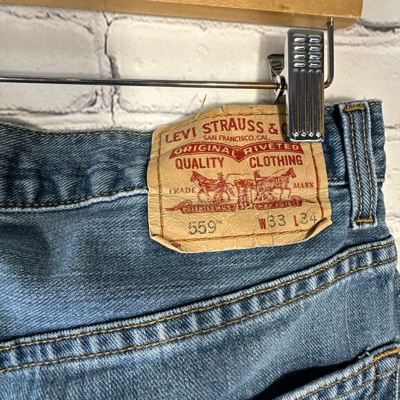 Levi’s 559 Jeans Mens 33 Relaxed Straight Denim sz W33 x L34 Blue - Picture 4 of 12